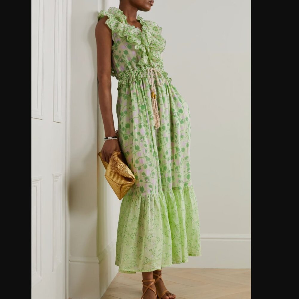 YVONNE S Floral Linen maxi dress